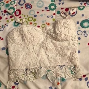 Kim K Inspired White Lace Crop Top